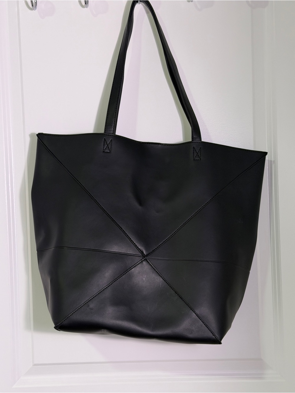 Non- branded Black Leather Tote Bag - Minimalist Everyday Carry